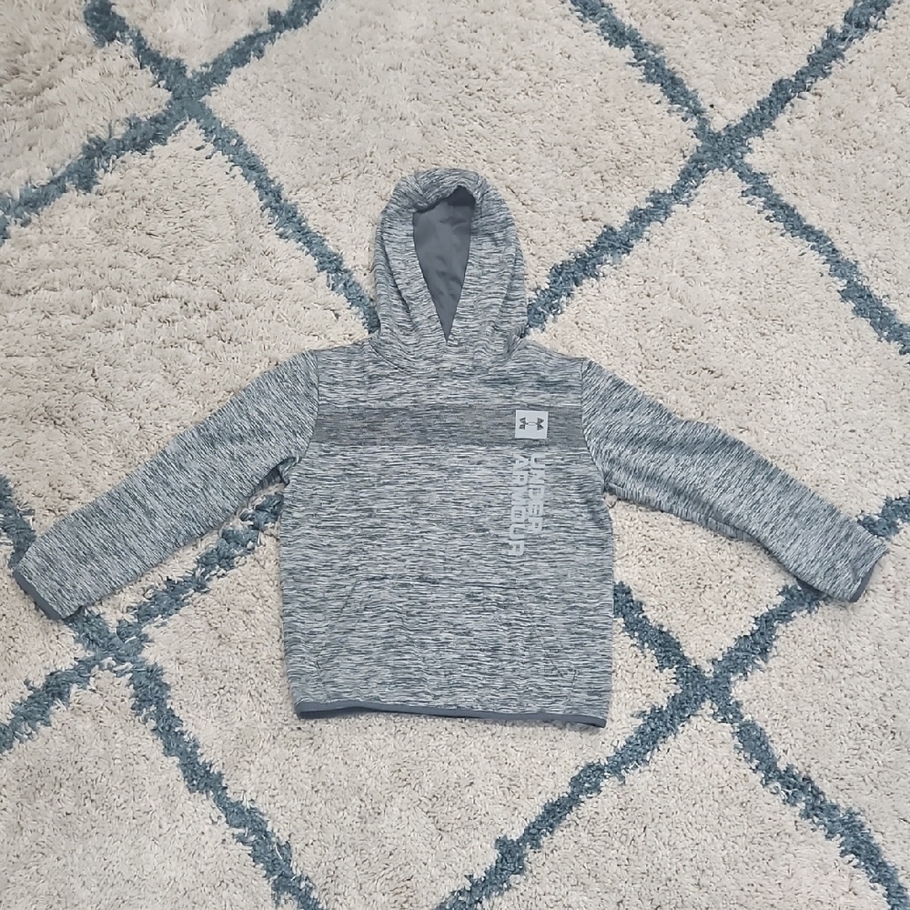 Big Boys Under Armour Kids Heathered Gray Hoodie. Size Medium. Worn 2x. Like NEW